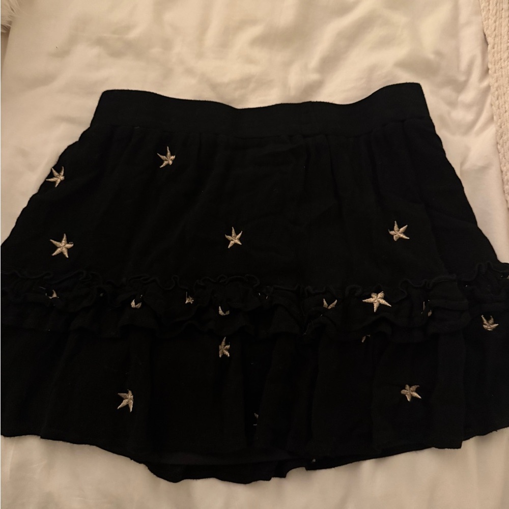 Black Skirt with Star Embroidery